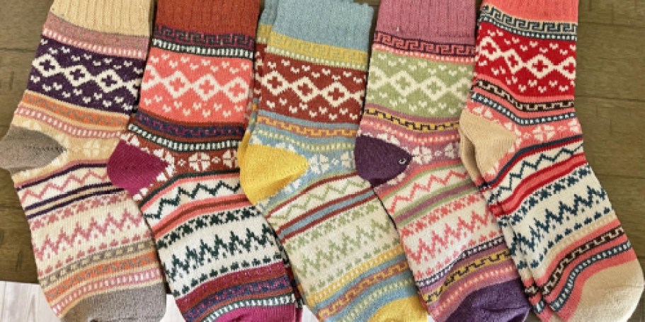 Women’s Wool-Blend Socks 5-Pack Only $4.99 on Amazon