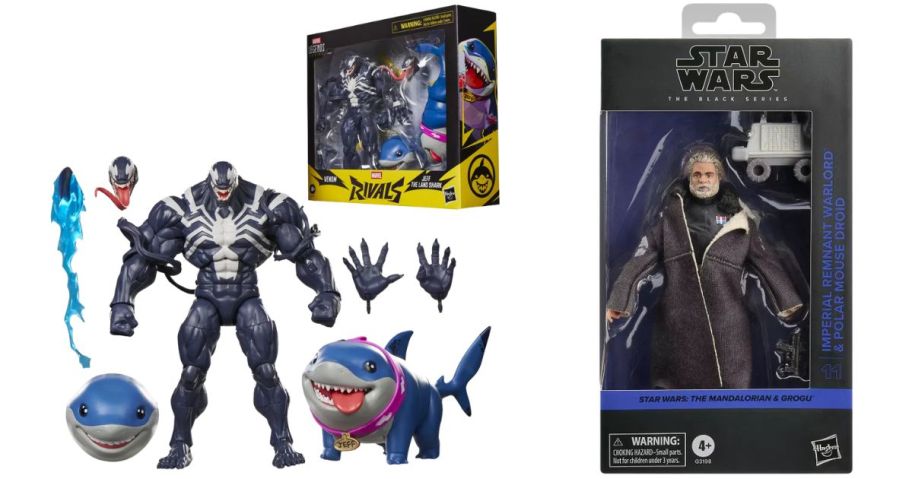 Marvel Legends Series Marvel Rivals Venom & Jeff the Land Shark Action Figures and Star Wars The Black Series Imperial Remnant Warlord & Polar Mouse Droid