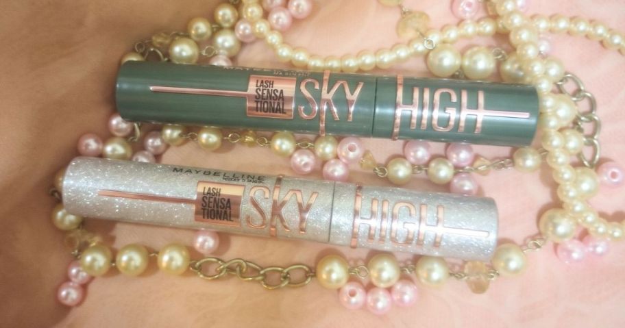 Maybelline Lash Sensational Sky High Mascaras with beads around them