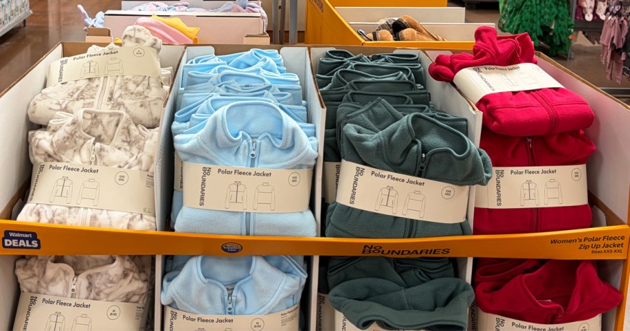 store display filled with fleece jackets