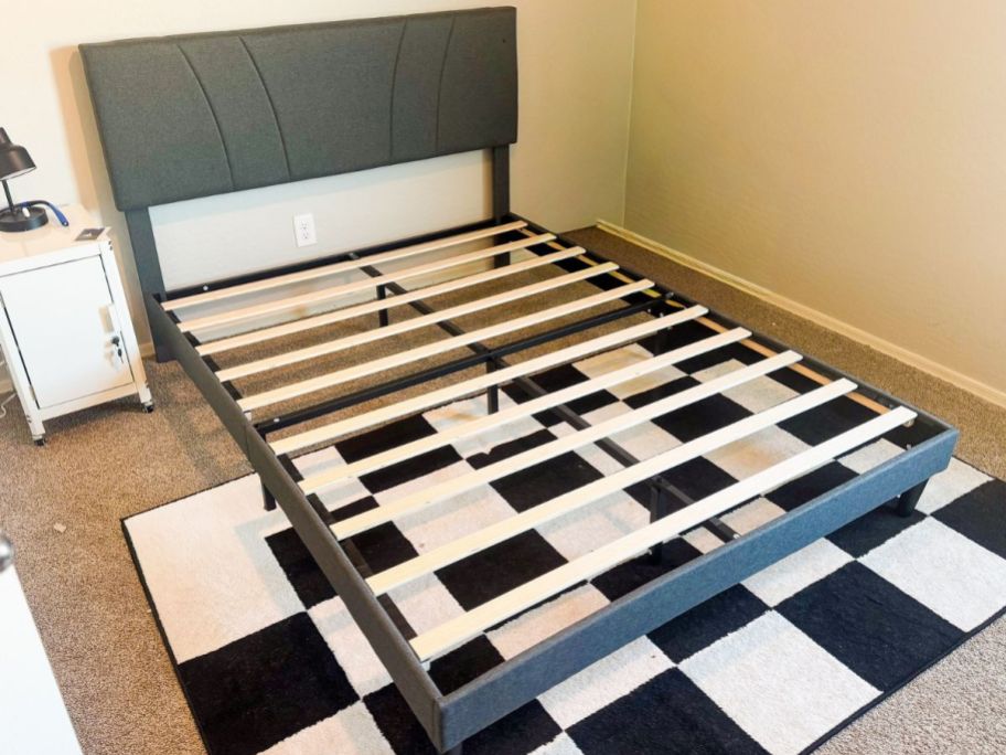 A Gray upholstered Novilla Bed Frame