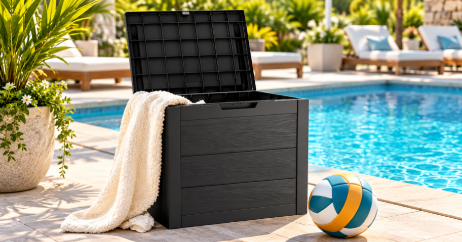 Outdoor Storage Box by a pool