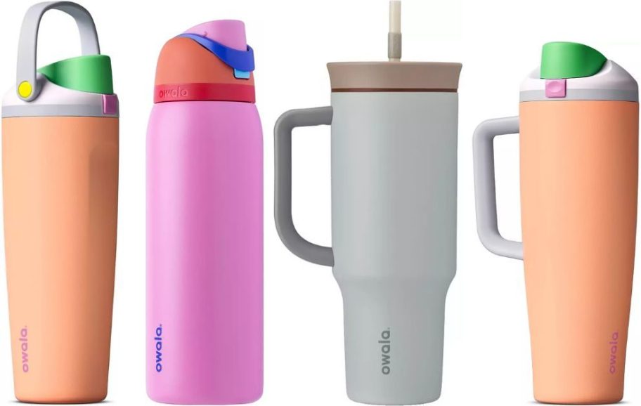 Images of 4 Owala Tumblers and Water Bottles