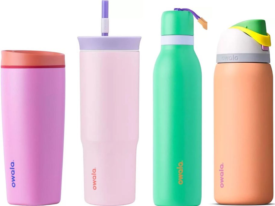 Stock images of 4 Owala Tumblers & Water Bottles