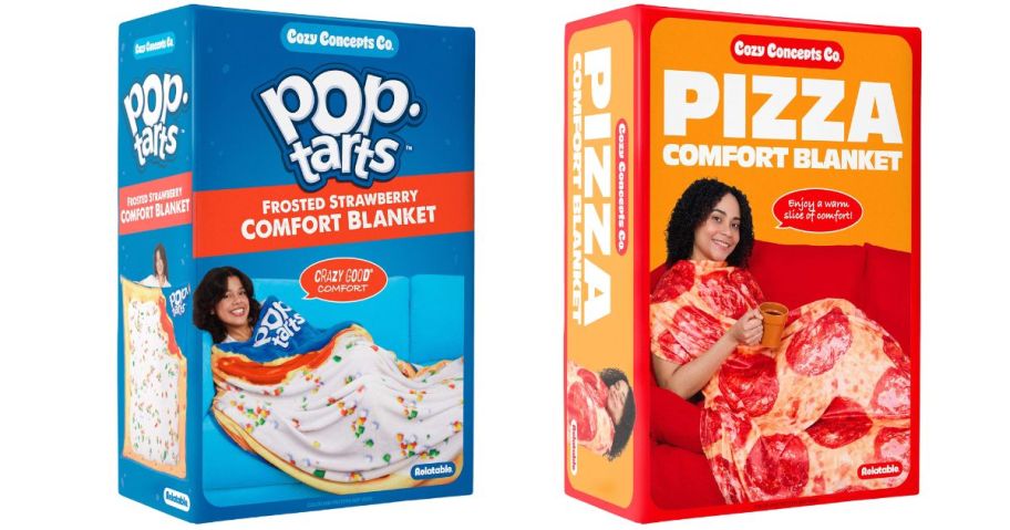 Pop-Tarts and pizza Cozy Concepts Co. Throw Blanket boxes