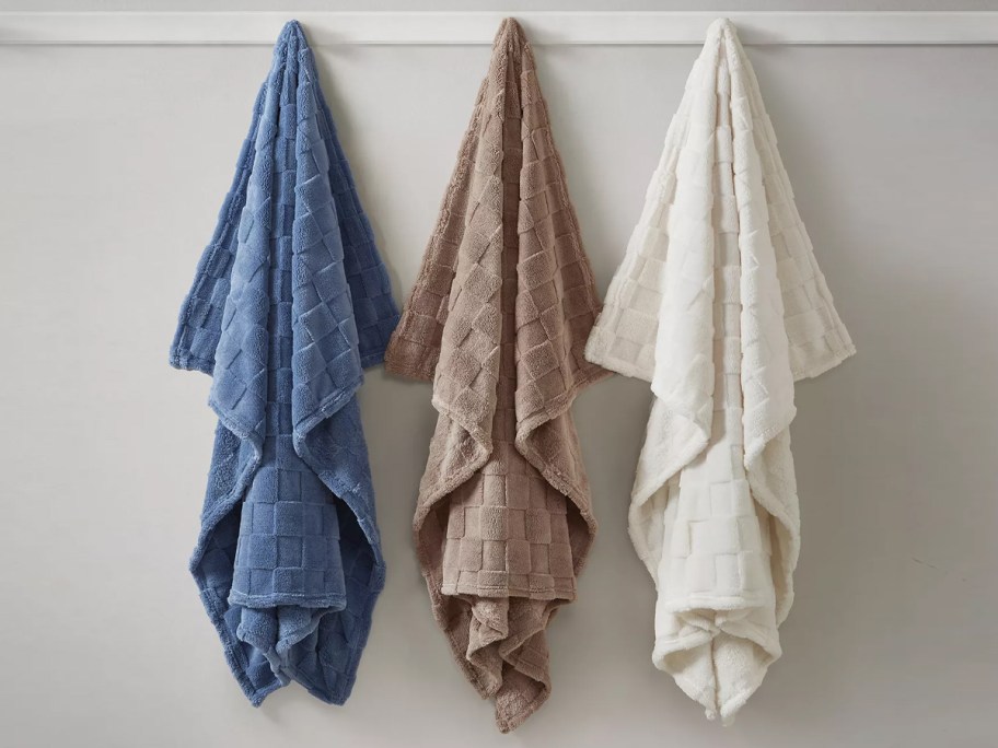 Premier Comfort Cozy Check Jacquard Sherpa Throw