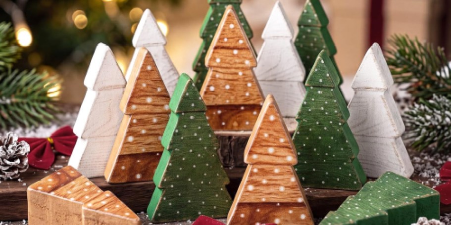 Mini Wooden Christmas Tree Decor 18-Pack Just $11.99 on Amazon
