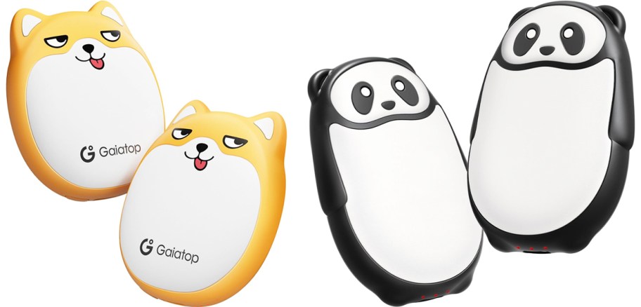 sets of dog and panda shaped hand warmers