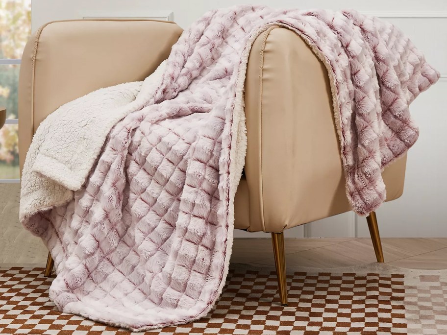 Royal Luxe Reversible Micromink to Faux-Sherpa Tie-Dye Throw