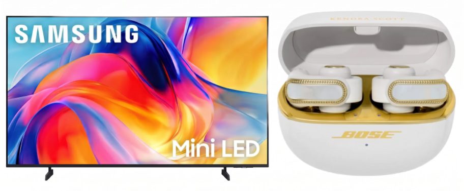 Samsung TV and Kendra Scott earbuds