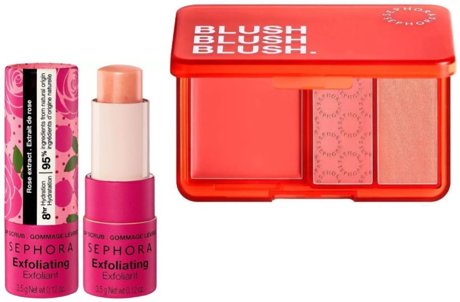 Stock images of Sephora Collection Lip Scrub and Blush