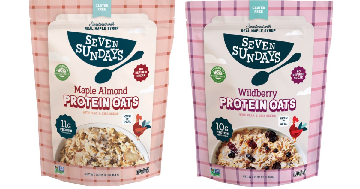 Different flavored bags of seven Sundays protein oatmeal