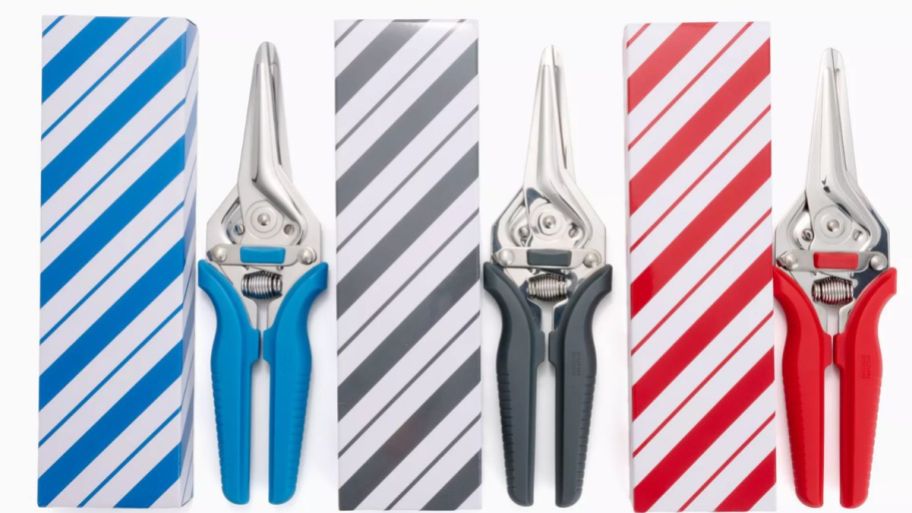 Shears with box three different colors