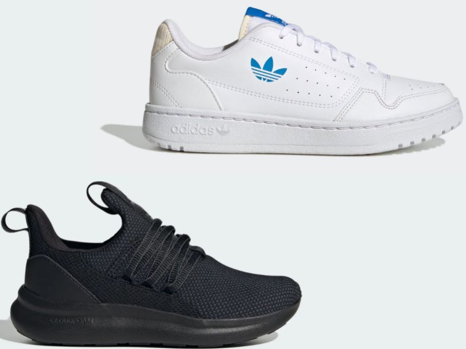 Stock images of two adidas kids shoes