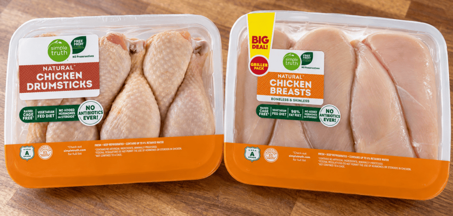 Simple Truth Chicken Packages on Wood Table