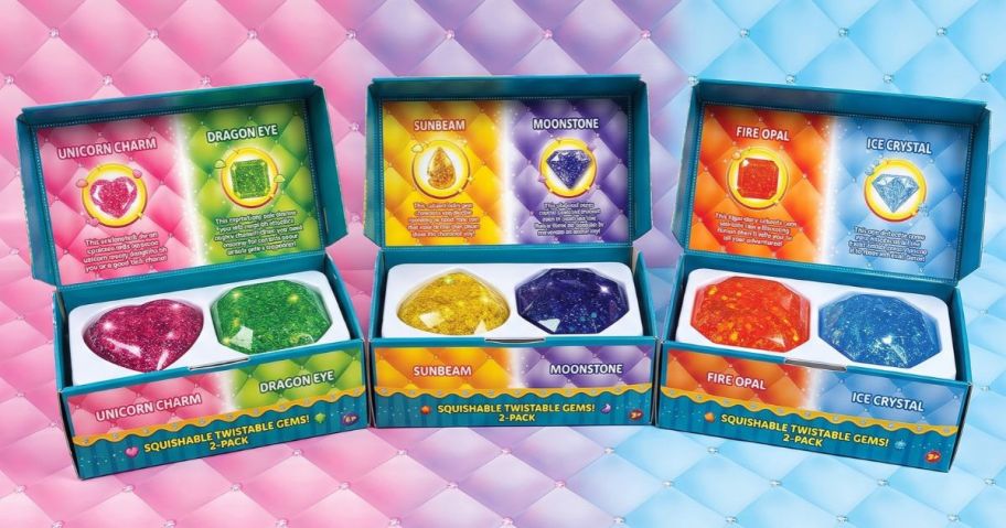 Stock images of 3 sets of Squeeze Please Jelly gems