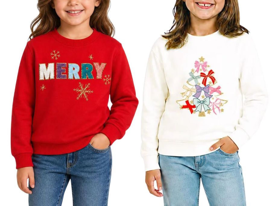 State of Mine Kids' Holiday Sweatshirt and Zunie Girls Holiday Sweatshirt
