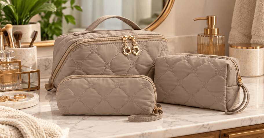 Puffer Makeup Bag 3-Piece Sets from $7 Shipped for Amazon Prime Members!