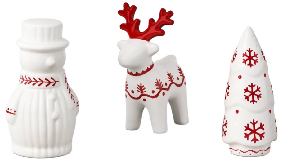 Threshold Set of 3 Mini Earthenware Christmas Tree, Snowman & Deer Figurines