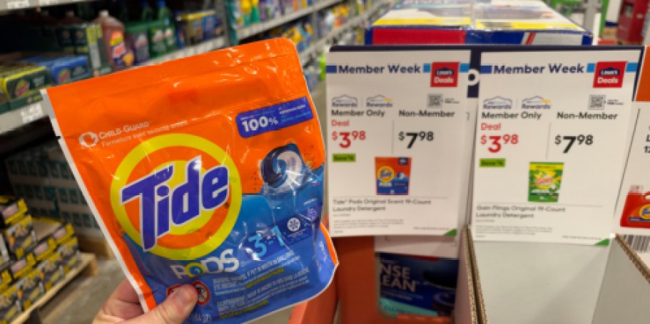 Gain Flings & Tide Pods 19-Packs Just $3.98 for Lowe’s Rewards Members (Reg. $8)
