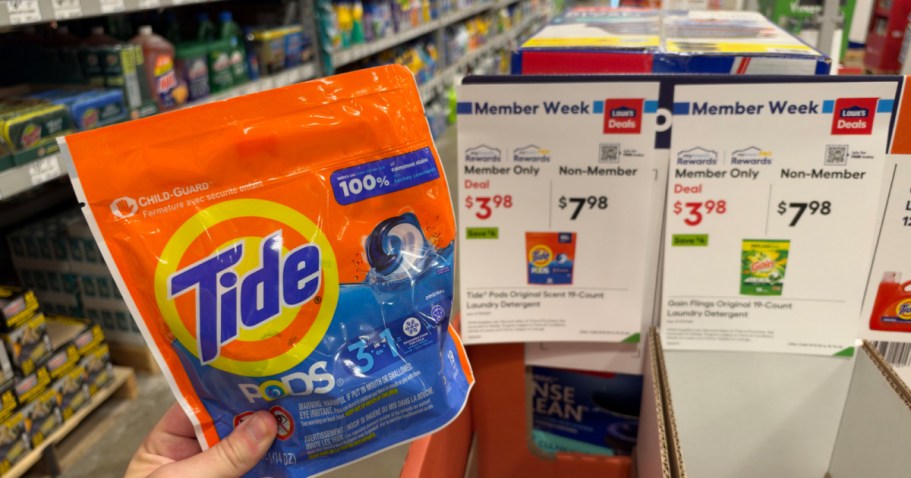 Gain Flings & Tide Pods 19-Packs Just $3.98 for Lowe’s Rewards Members (Reg. $8)