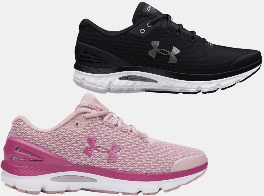 womens and kids UA charged running shoes