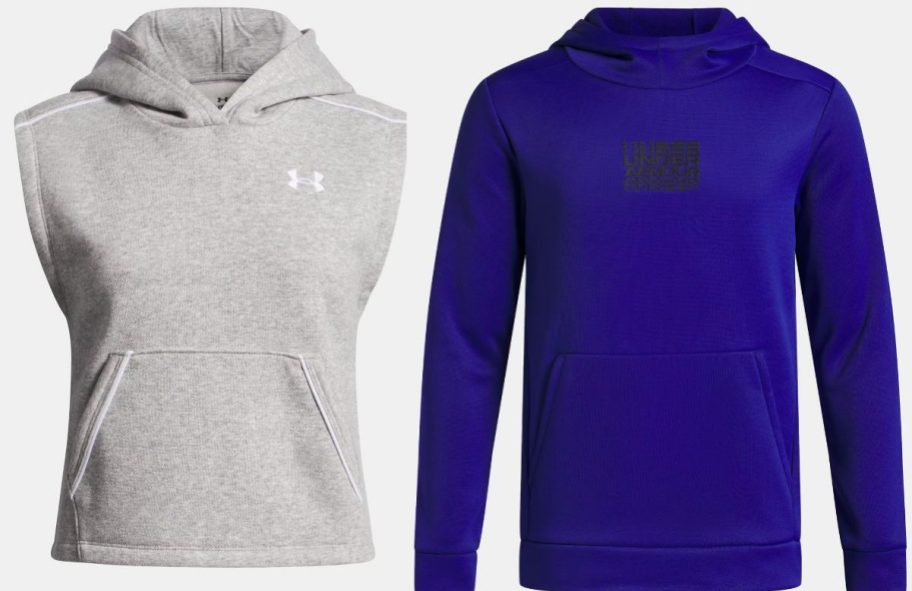 Stock images of two Under Armour Kids Hoodies
