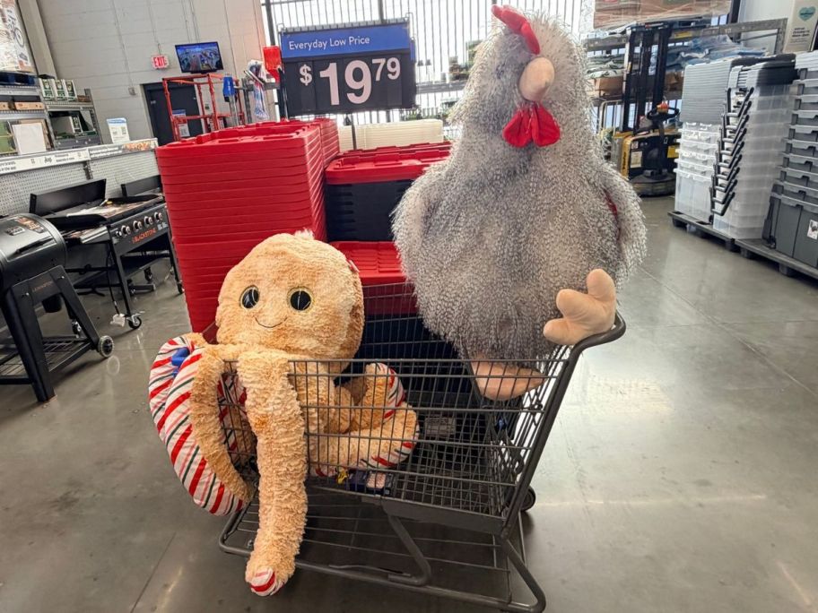 Giant Octopus and Chicken Plush at Walmart