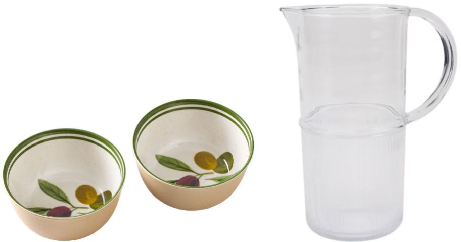 Stock images of BHG Melamine Dip Bowls and Tritan Pitcher