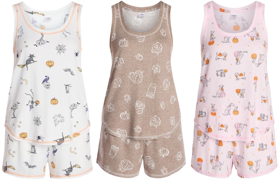 Way To Celebrate Halloween Women's Hacci Knit Tank Top & Shorts Pajama Set