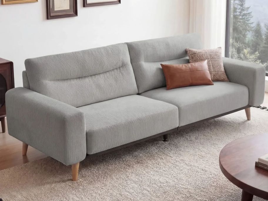 Gray curdoroy wayfair couch