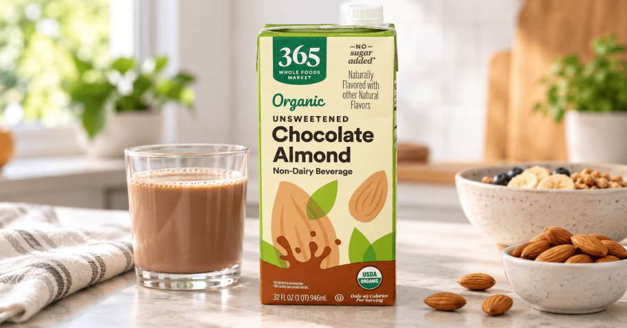 365 Whole Foods Organic Chocolate Almond Milk 32oz Only $1.76 Shipped w/ Prime