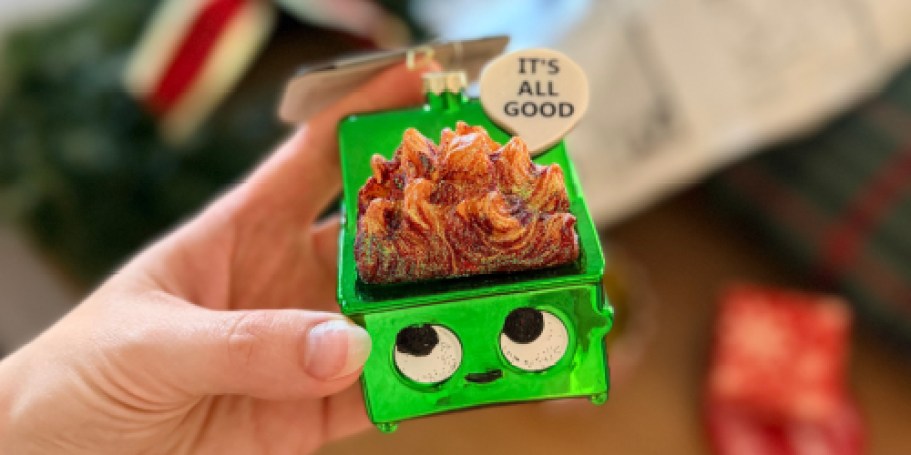 Wondershop Glass Dumpster Fire Ornament Just $5 at Target (Fun Coworker Gift Idea!)