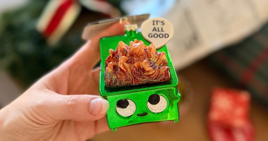 Wondershop Glass Dumpster Fire Ornament Just $5 at Target (Fun Coworker Gift Idea!)