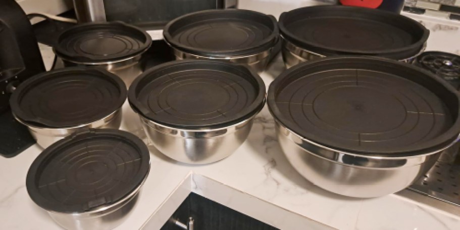 Stainless Steel Mixing Bowl 7-Piece Set w/ Lids Only $20.99 on Amazon (Reg. $35)