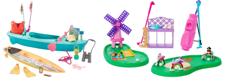 fashion doll kayak playset and mini golf playset