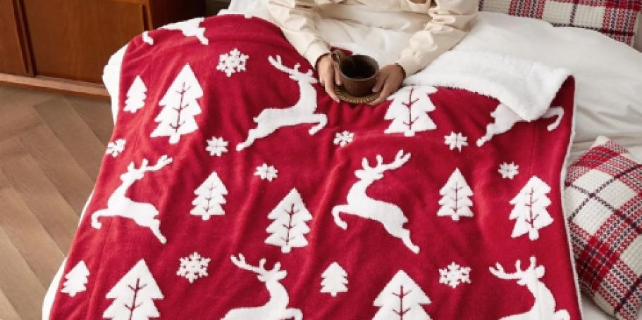 Up to 70% Off Sherpa Throw Blankets on Amazon (Including Christmas Styles!)