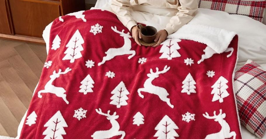 Up to 70% Off Sherpa Throw Blankets on Amazon (Including Christmas Styles!)