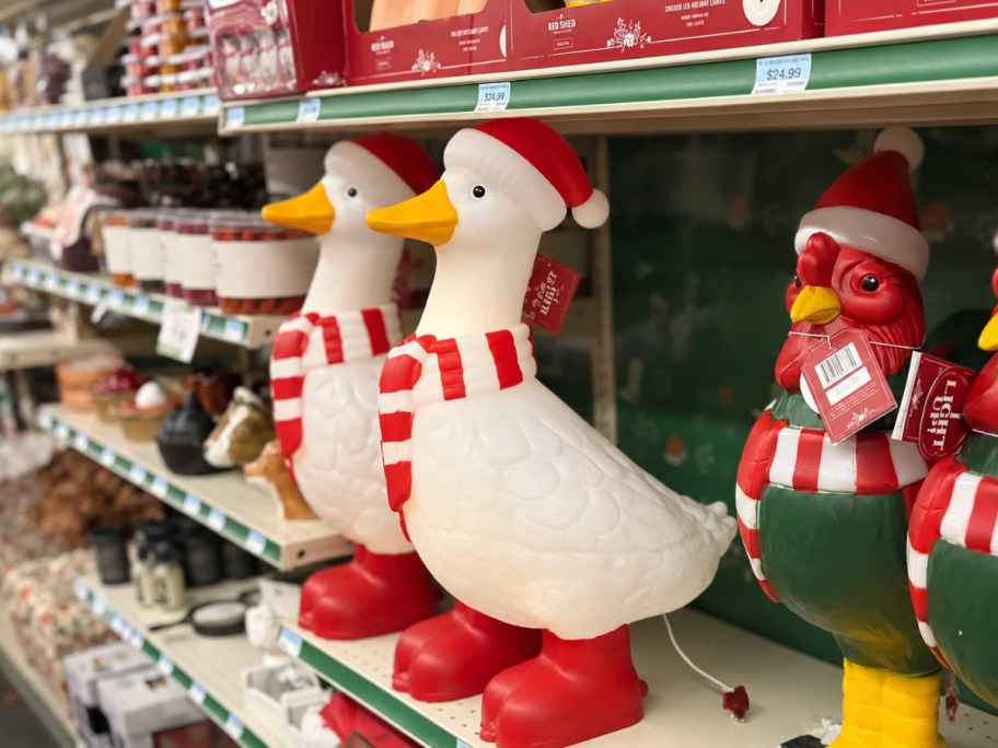two blow mold christmas geese decor 