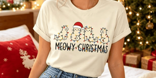 Women’s Cat Christmas Tees from $7.69 on Amazon