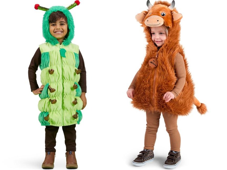 kids wearing caterpillar and cow costume 