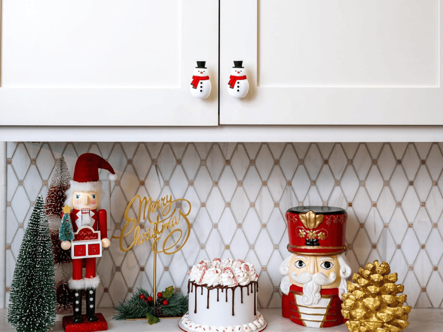 kitchen decorated for Christmas