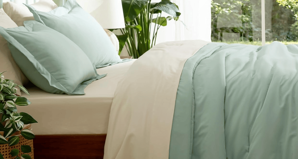 Comforter on bed
