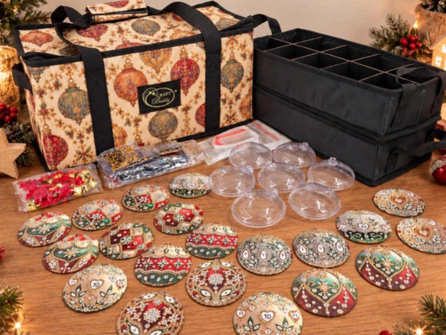 ornament art kit with bag on table