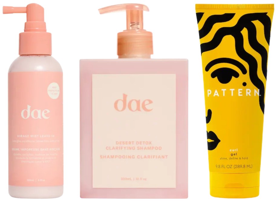 heat protection spray, detox shapoo and hair gel