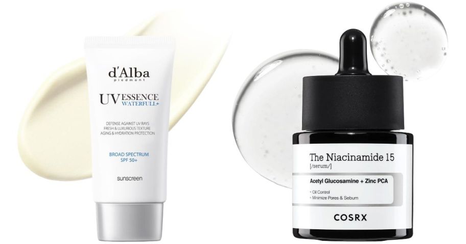 d'alba Piedmont White Truffle Waterfull Essence Sunscreen 1.69oz and COSRX 15% Niacinamide Face Serum 0.67oz