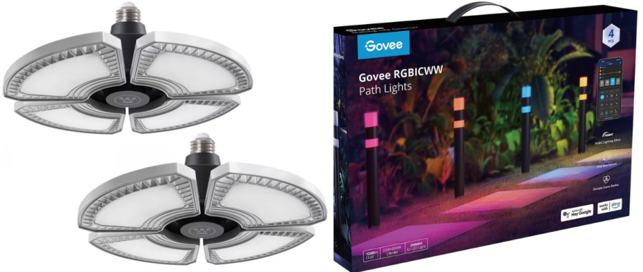 2 pack of deformable utility lights and an outdoor light set