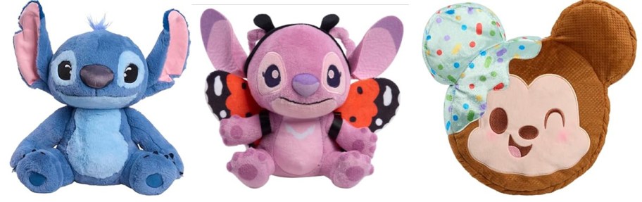 two stitch and mickey mouse plush 