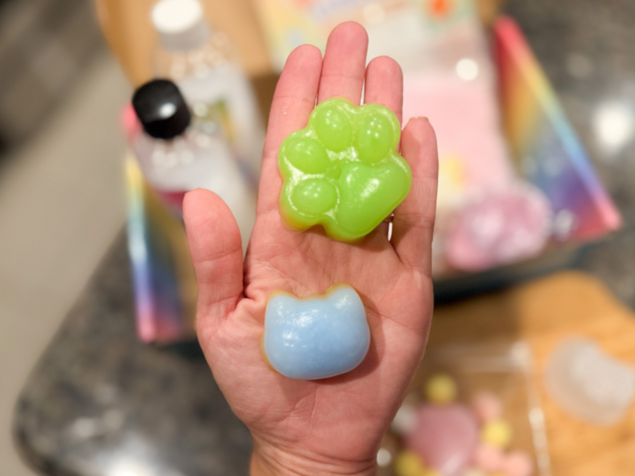 hand with squishy items
