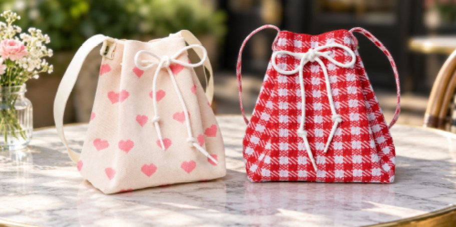 Walmart Drawstring Bags Just $5 (Reg. $13) | Cute Hearts & Gingham Prints!